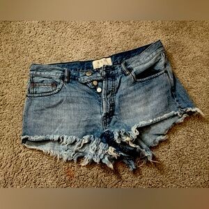 Vintage High-Waisted Distressed Denim Shorts by We The Free